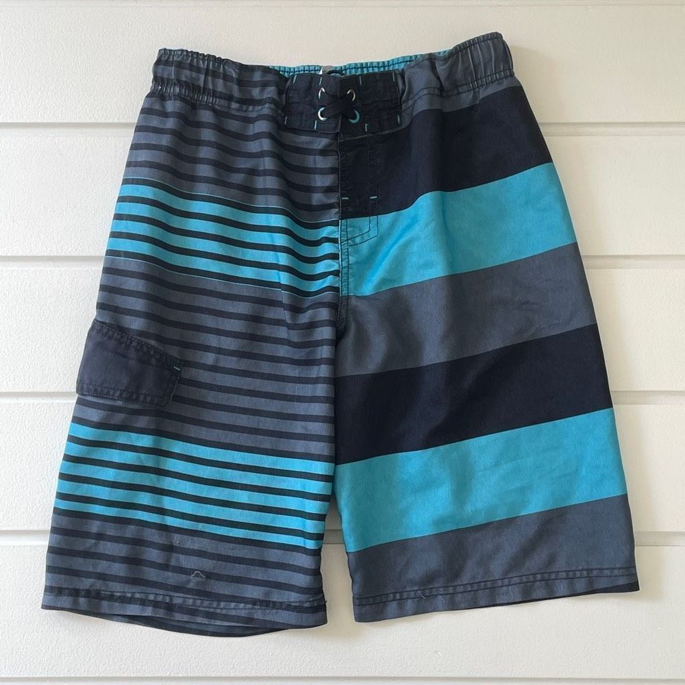 Cherokee Boys Striped Swim Trunks Board Shorts Size Large 12-14